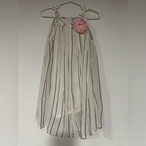 Janie and Jack Girls Pleated Chiffon Dress Striped Floral Sz 3